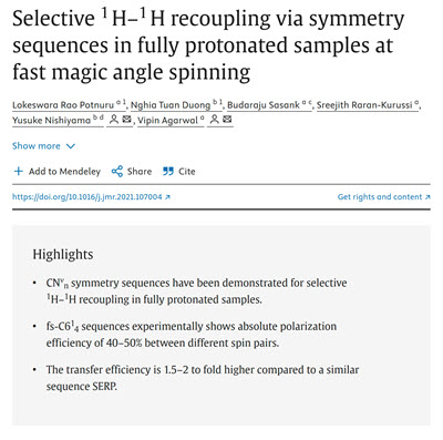 Selective 1H–1H recoupling via symmetry sequences